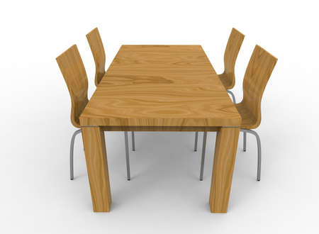 3d illustration of chairs with table. white background isolated. icon for game web.の写真素材