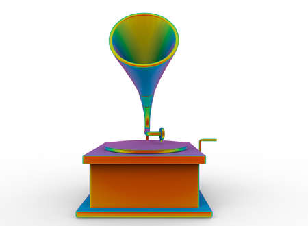 3d illustration of colored old gramophone record. white background isolated. icon for game web.の写真素材