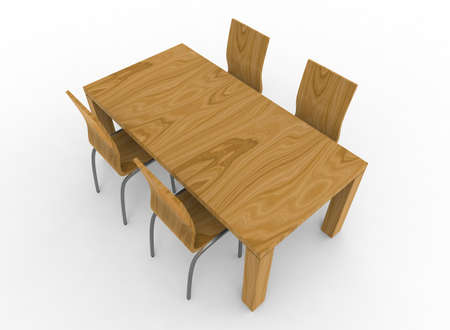 3d illustration of chairs with table. white background isolated. icon for game web.の写真素材