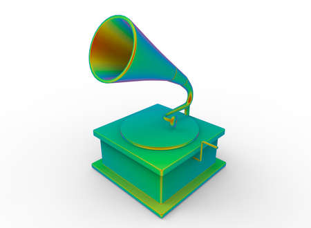 3d illustration of colored old gramophone record. white background isolated. icon for game web.の写真素材