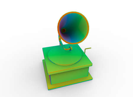 3d illustration of colored old gramophone record. white background isolated. icon for game web.の写真素材