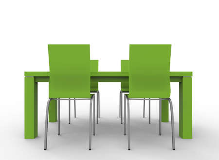 3d illustration of chairs with table. white background isolated. icon for game web.の写真素材