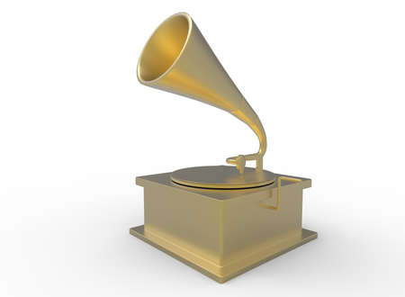 3d illustration of colored old gramophone record. white background isolated. icon for game web.の写真素材