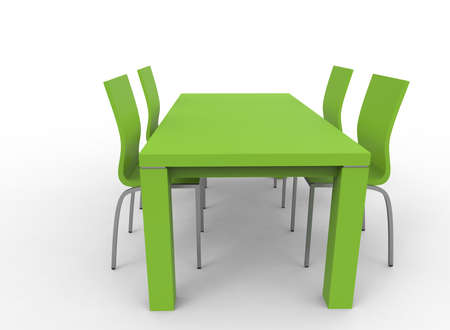 3d illustration of chairs with table. white background isolated. icon for game web.の写真素材