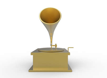 3d illustration of colored old gramophone record. white background isolated. icon for game web.の写真素材