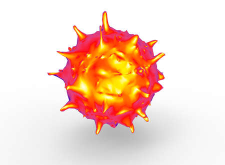 3d illustration of virus molecule. white background isolated. icon for game web.の写真素材