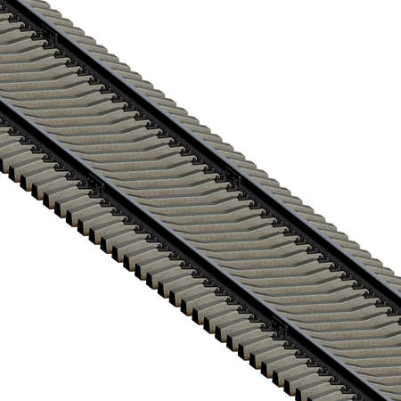3d illustration of railroad track. white background isolated. icon for game web.の写真素材
