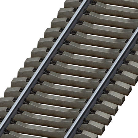 3d illustration of railroad track. white background isolated. icon for game web.の写真素材