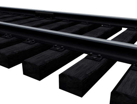3d illustration of wooden railroad track. white background isolated. icon for game web.の写真素材