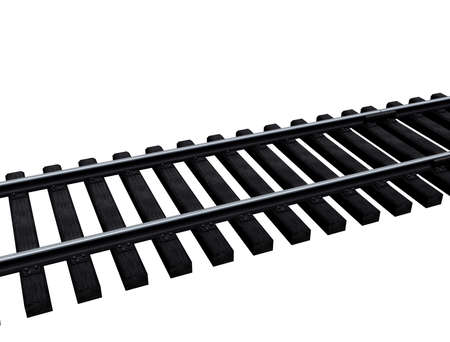 3d illustration of wooden railroad track. white background isolated. icon for game web.の写真素材