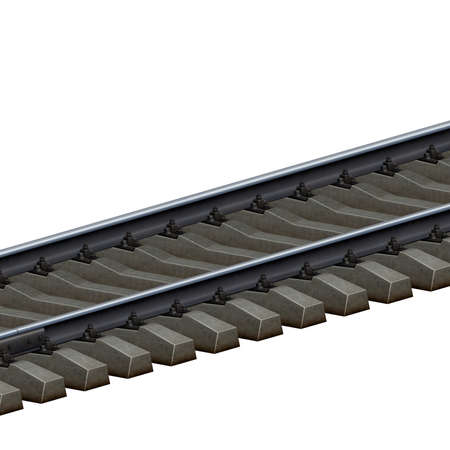 3d illustration of railroad track. white background isolated. icon for game web.の写真素材