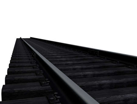 3d illustration of wooden railroad track. white background isolated. icon for game web.の写真素材