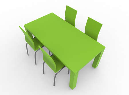 3d illustration of chairs with table. white background isolated. icon for game web.の写真素材