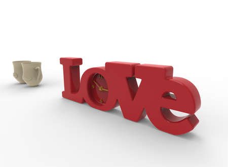 3d illustration of love sign with cups. white background isolated. icon for game web.の写真素材