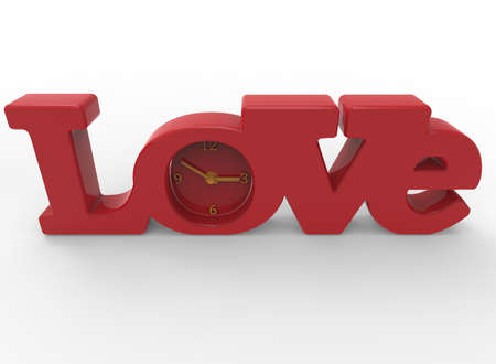 3d illustration of love clock. white background isolated. icon for game web.の写真素材