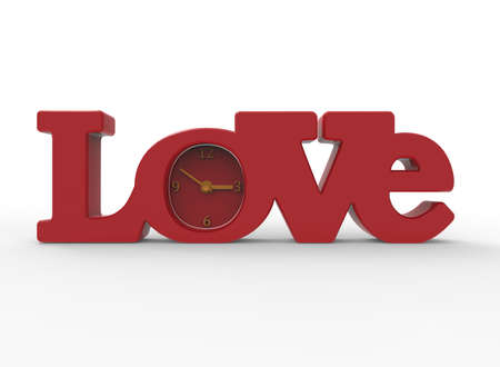3d illustration of love clock. white background isolated. icon for game web.の写真素材