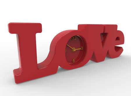 3d illustration of love clock. white background isolated. icon for game web.の写真素材