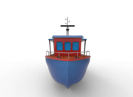 3d illustration of cartoon boat. white background isolated. icon for game web.の写真素材