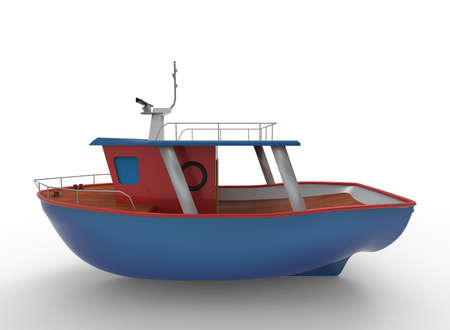 3d illustration of cartoon boat. white background isolated. icon for game web.の写真素材