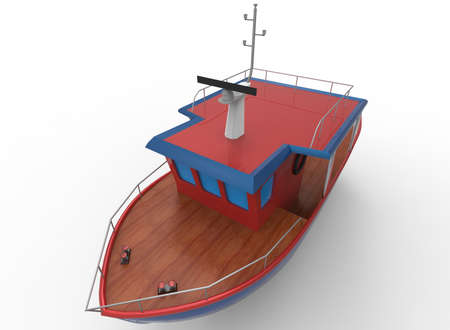 3d illustration of cartoon boat. white background isolated. icon for game web.の写真素材