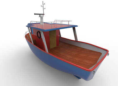 3d illustration of cartoon boat. white background isolated. icon for game web.の写真素材