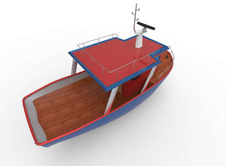3d illustration of cartoon boat. white background isolated. icon for game web.の写真素材