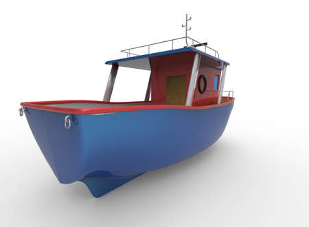 3d illustration of cartoon boat. white background isolated. icon for game web.の写真素材