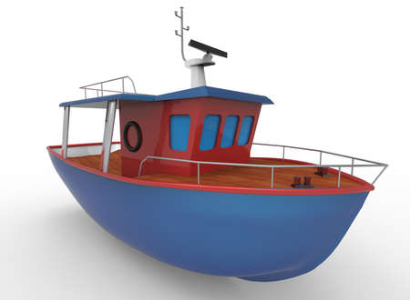 3d illustration of cartoon boat. white background isolated. icon for game web.の写真素材