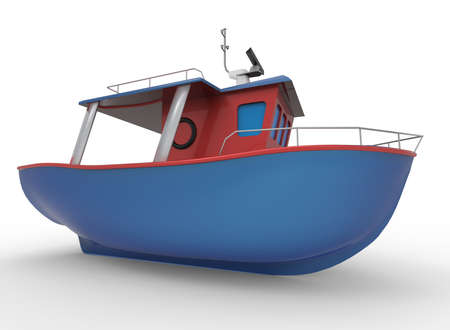 3d illustration of cartoon boat. white background isolated. icon for game web.の写真素材