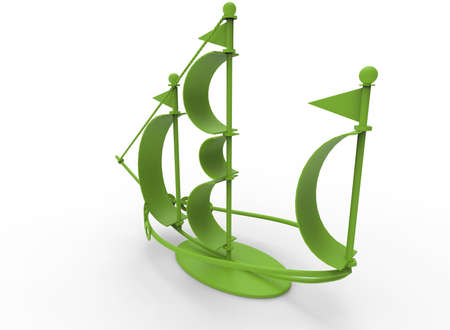 3d illustration of desk decoration boat. white background isolated. icon for game web.の写真素材