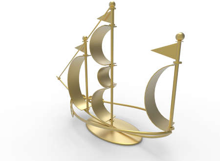 3d illustration of desk decoration boat. white background isolated. icon for game web.の写真素材