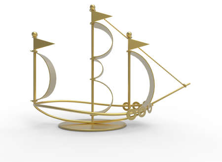 3d illustration of desk decoration boat. white background isolated. icon for game web.の写真素材