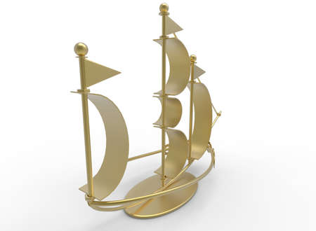 3d illustration of desk decoration boat. white background isolated. icon for game web.の写真素材