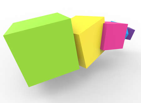 3d illustration of colorful cubes. white background isolated. icon for game web.の写真素材