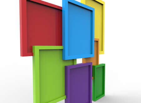 3d illustration of colorful frames. white background isolated. icon for game web.の写真素材