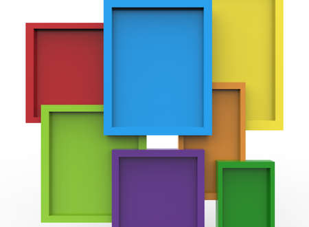 3d illustration of colorful frames. white background isolated. icon for game web.の写真素材