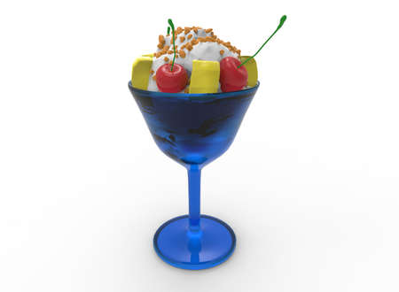3d illustration of ice cream dessert. white background isolated. icon for game web.の写真素材