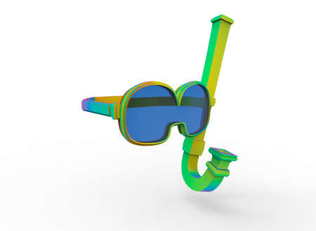 3d illustration of diving mask glasses. white background isolated. icon for game web.の写真素材