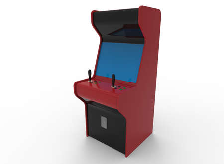 3d illustration of retro vintage game machine. white background isolated. icon for game web.の写真素材