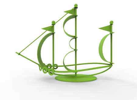 3d illustration of desk decoration boat. white background isolated. icon for game web.の写真素材