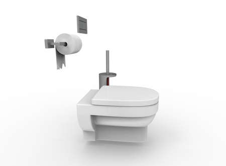 3d illustration of toilet. white background isolated. icon for game web.の写真素材