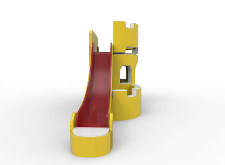 3d illustration of children's slide castle . white background isolated. icon for game web.の写真素材
