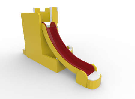 3d illustration of children's slide castle . white background isolated. icon for game web.の写真素材
