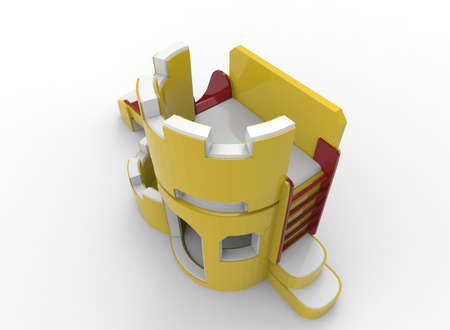 3d illustration of children's slide castle . white background isolated. icon for game web.の写真素材