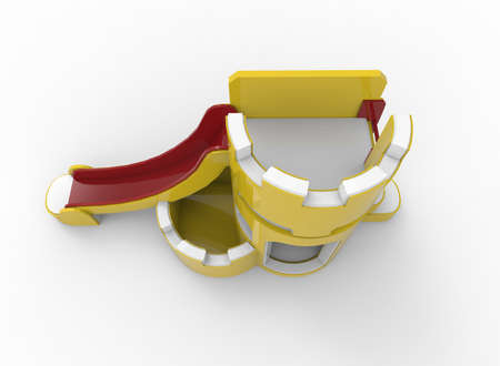 3d illustration of children's slide castle . white background isolated. icon for game web.の写真素材