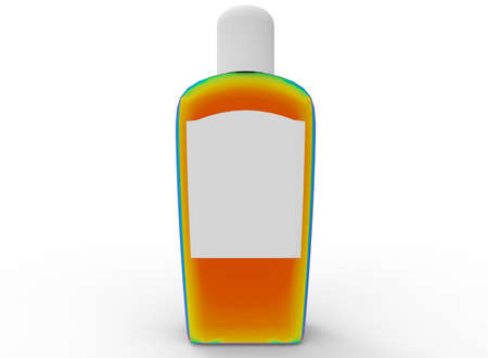 3d illustration of colorful shampoo bottle. white background isolated. icon for game web.の写真素材