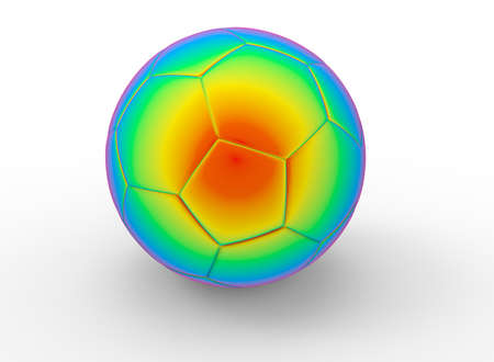 3d illustration of abstract colorful soccer ball. white background isolated. icon for game web.の写真素材