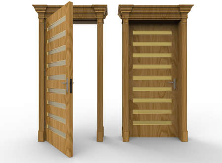 3d illustration of door. white background isolated. icon for game web.の写真素材