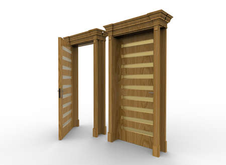 3d illustration of door. white background isolated. icon for game web.の写真素材