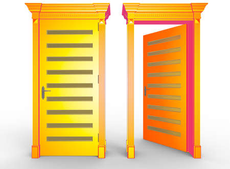 3d illustration of door. white background isolated. icon for game web.の写真素材